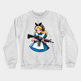 Tactical Wonderland Odyssey Tee: A Unique Twist on Alice's Journey Crewneck Sweatshirt